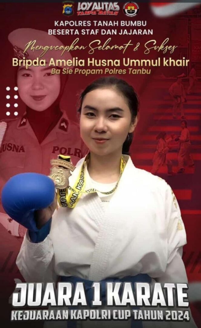 
 Bripda Amelia Husna Ba Sei Propam Polres Tanah Bumbu Raih Juara di Piala Kapolri Cup 2024