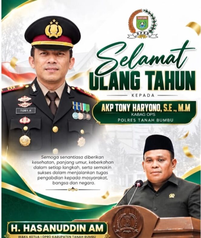 
 Wakil Ketua I DPRD Tanah Bumbu H. Hasanuddin Doakan AKP Tony Haryono Sehat, Panjang Umur, dan Terus Mengabdi